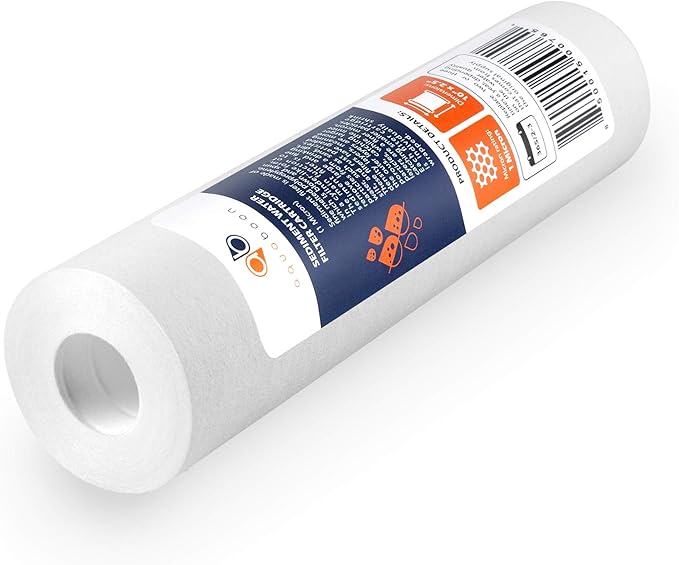 Aquaboon 1 Micron Whole House Sediment Filter 10 x 2.5 for RO & Well Water Filters Replacement Cartridges Compatible with AP110, WHKF-GD05, 50 Pack