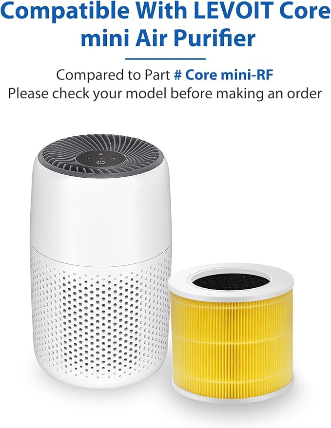 Core Mini-P Air Purifier Pet Allergy Replacement Filter for LEVOIT Core Mini Air Purifier, Core Mini-P Filter, 3-in-1 Pet Care High Efficiency H13 HEPA Filter, Core Mini-RF, Yellow