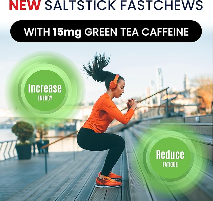 SaltStick Electrolyte FastChews with Caffeine - 60 Tropical Twist Chewable Electrolytes - Salt Tablets for Running and Hydration, Electrolyte Chews - 60 Count