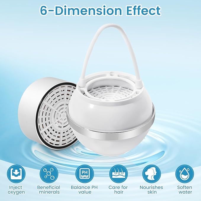 Bath Filter for Tub,Bath Water Filter for Softer Hair&Skin, 8 Stage Filtration bathtub water filter 2,500 Gallons Capacity, 6 Dimensional effect，BPA Free Easy to Install for Home, Hotels&Spa（White）