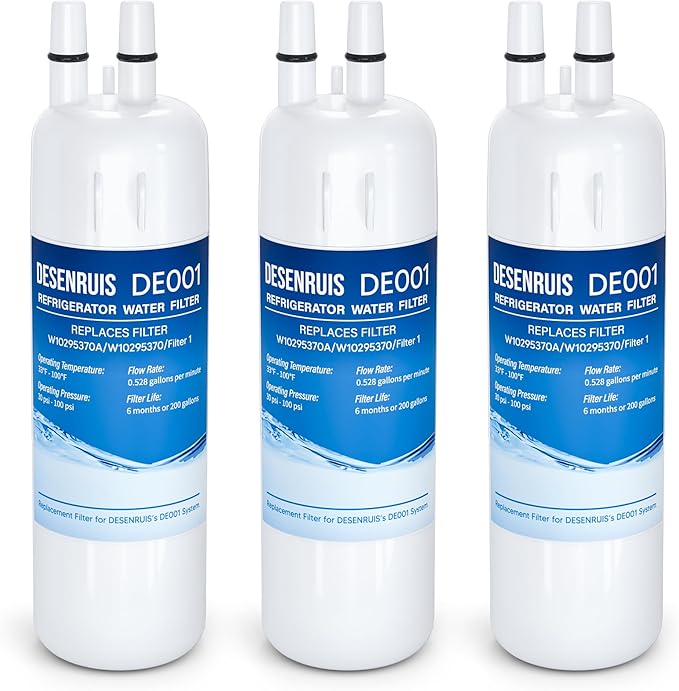 W10295370A Water Filter Replacement Compatible with W10295370, EDR1RXD1, Filter 1, WHR1RXD1, KAD1RXD1, P8RFWB2L, P8WB2L, P4RFWB, P5WB2L, Pack of 3,By DESENRUIS