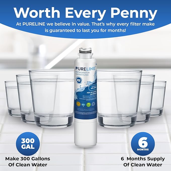 Pureline DA29-00020B Samsung® Refrigerator Water Filter Replacement, Replacement for DA29-00020A/B, HAF-CIN/EXP, HAF-CIN,DA97-08006A, Kenmore® 46-9101, 469101, 9101 Refrigerator Filter (3 Pack)