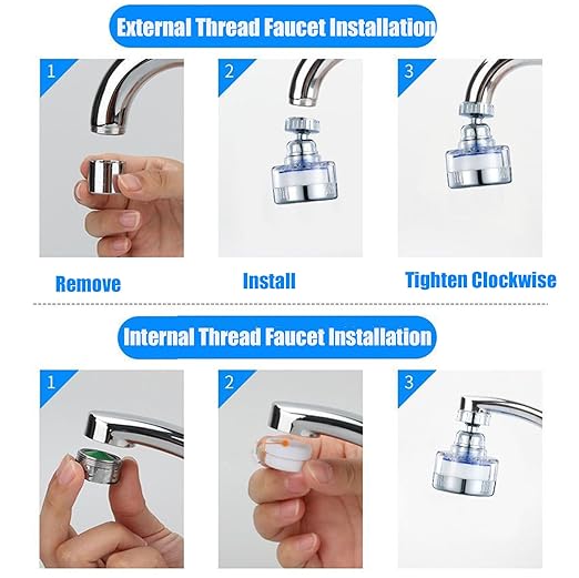 14Pcs Sink Water Filter Faucet With Cartridges, Universal 360 ° Rotating Kitchen Faucet Water Filter Removes Fluoride Heavy Metals Hard Water Compatible with Most Bathroom/Kitchen/Laundry Sink Faucets