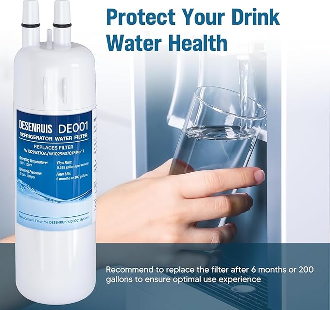 W10295370A Water Filter Replacement Compatible with W10295370, EDR1RXD1, Filter 1, WHR1RXD1, KAD1RXD1, P8RFWB2L, P8WB2L, P4RFWB, P5WB2L, Pack of 2, By DESENRUIS