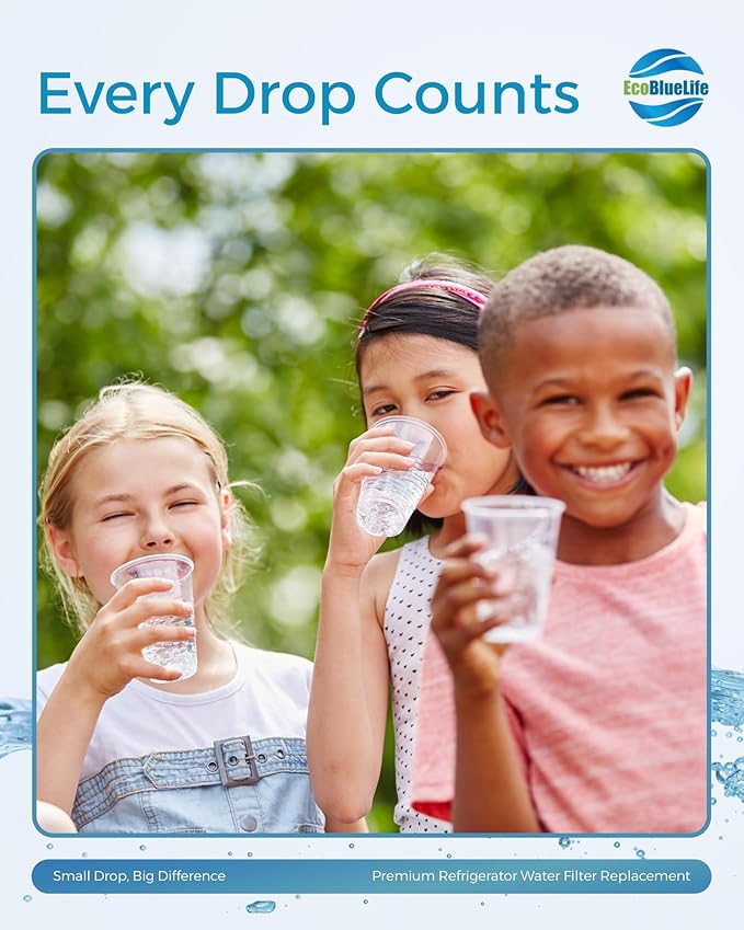 EcoBlueLife Refrigerator Water Filter Replacement - Certified for Chlorine Reduction & Lead-Free Compliance Water Filter for Fridge Compatible with Amana, Maytag Pur, UKF8001, EDR4RXD1 & More Models