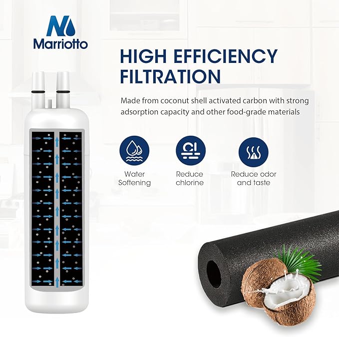 MARRIOTTO Refrigerator Water Filter Compatible with Whirlpool W10295370A, EDR1RXD1, WHR1RXD1, KAD1RXD1, Filter 1, W10295370, P4RFWB, P8RFWB2L, 46-9930, 46-9081 Refrigerator Water Filter | Pack of 2