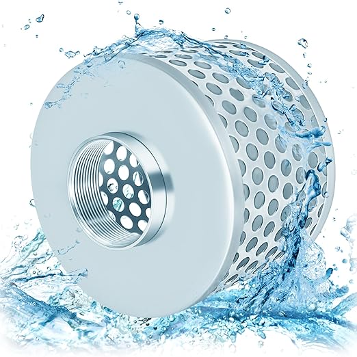 2” Pump Suction Hose Strainer, Round Hole Steel Basket Water Suction Filter, Carbon Steel Plated, with NPT Female Thread (2 inch)