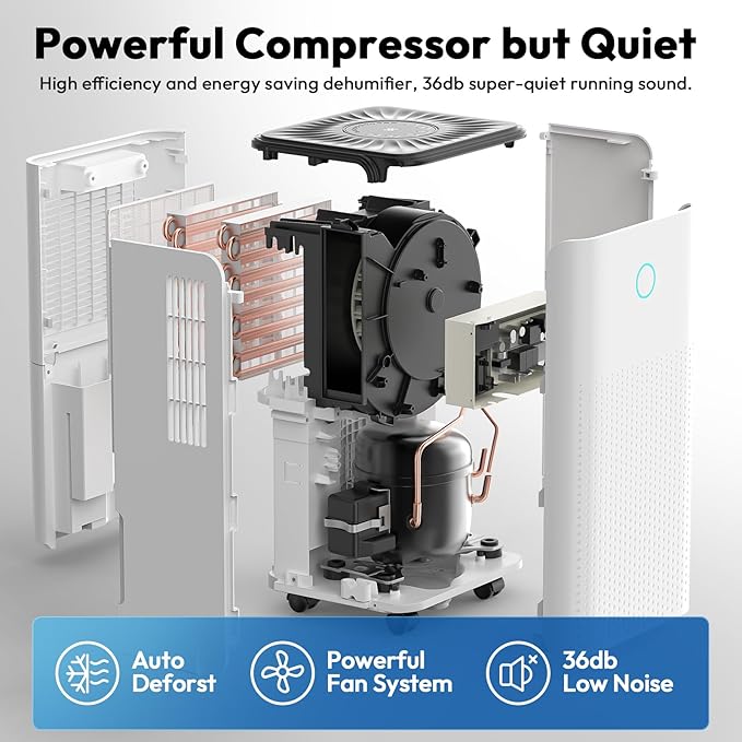 2000 Sq.ft Dehumidifier for Basement, LUKO 30 Pint Dehumidifier with Drain Hose for Continuous Drainage, Intelligent Humidity Control Panel and 24H Timer, 3 Modes, Child Lock, Auto Defrost