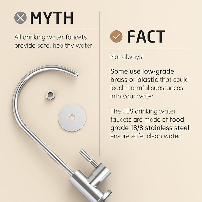 KES Water Filter Faucet for Kitchen Sink Reverse Osmosis Faucet Non-Air-Gap Drinking Water Faucet SUS304 Stainless Steel Polished Chrome, Z504CLFF18-CH