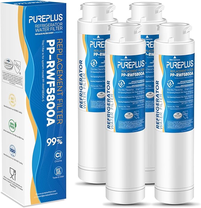PUREPLUS EPTWFU01 Refrigerator Water Filter, Compatible with Frigidaire EWF02, GP006, Pure Source Ultra II, RWF5800A, 4Pack