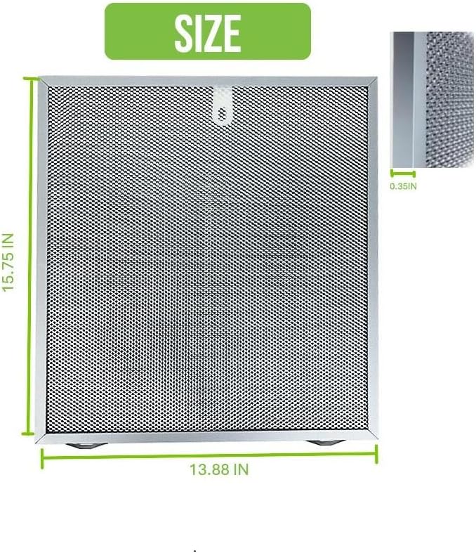 Filtro de campana extractora de 13-7/8 x 15 3/4 x 0.35 pulagadas, filtros de repuestos de campana extractora, filtro de grasa, 2 filtros de aluminio, reemplazo de filtros, filtro de ventilacion.