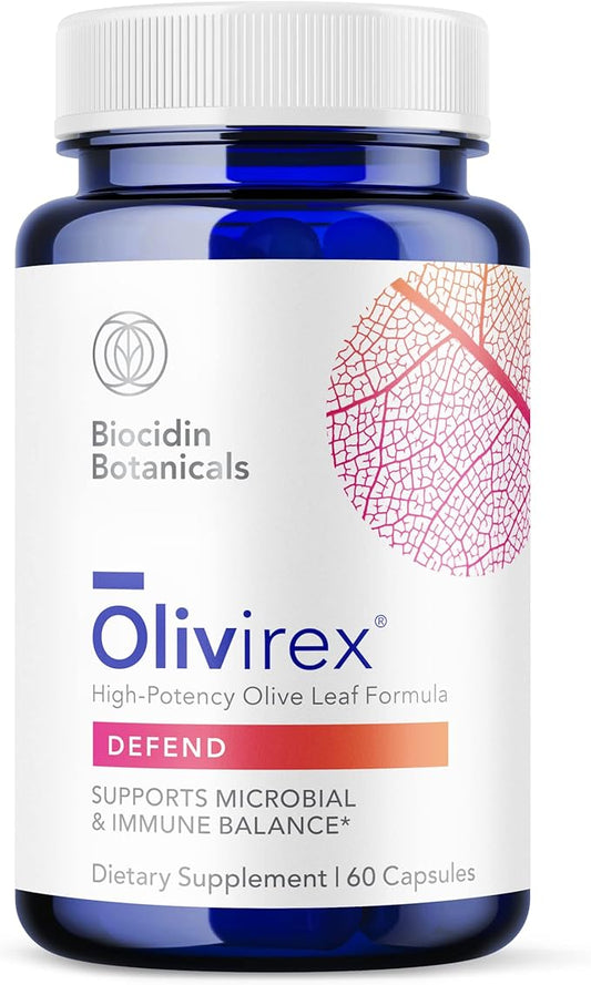 Biocidin Olivirex - Oleuropein Olive Leaf Extract Capsules - High Potency, 18% Oleuropein - Promote Microbial & Immune Support - Professional-Grade Botanical Blend for Detox & Wellness (60 Capsules)
