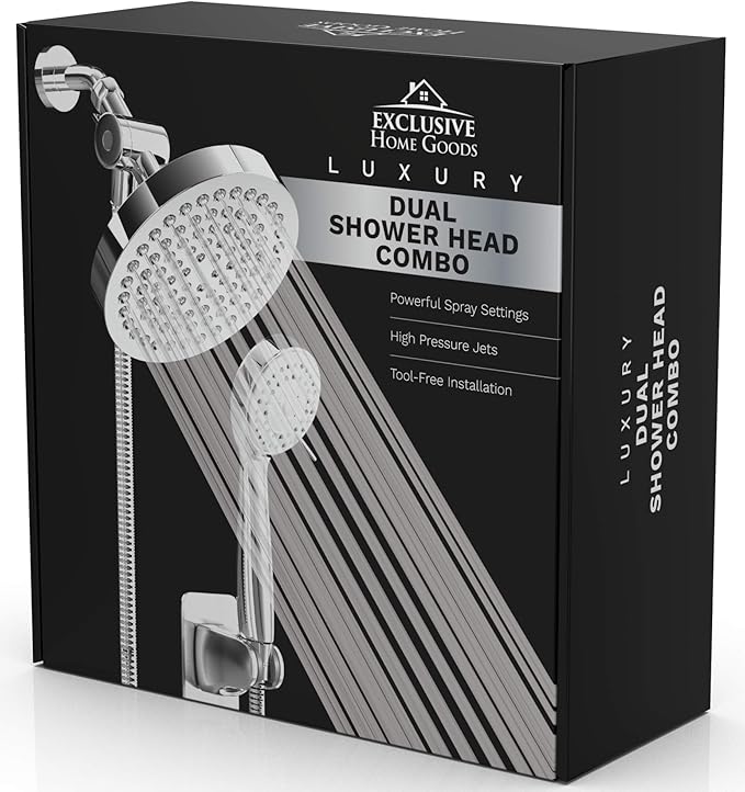 Shower Head With Handheld Combo, 6 Inch High Pressure Rainfall Showerhead With Hand Held 70 Inch Hose for Bath - Adjustable Swivel Shower Head Spray Anti-leak Nozzles - Universal Fit