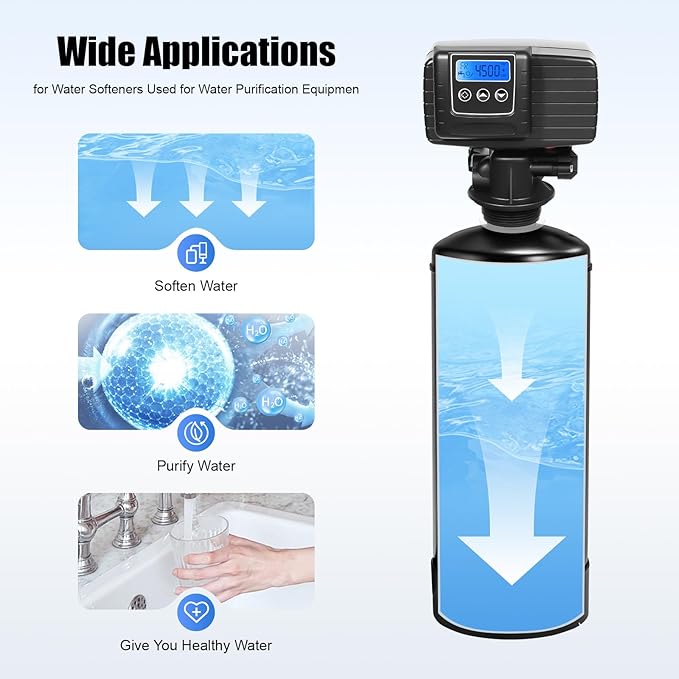 Whole House Water Softener Valve, 5600xstst Timer Digital Control Valve for Water Softeners, 110V Automatic Operating Digital Filter Control Head Valve Water Filter Softeners Resin