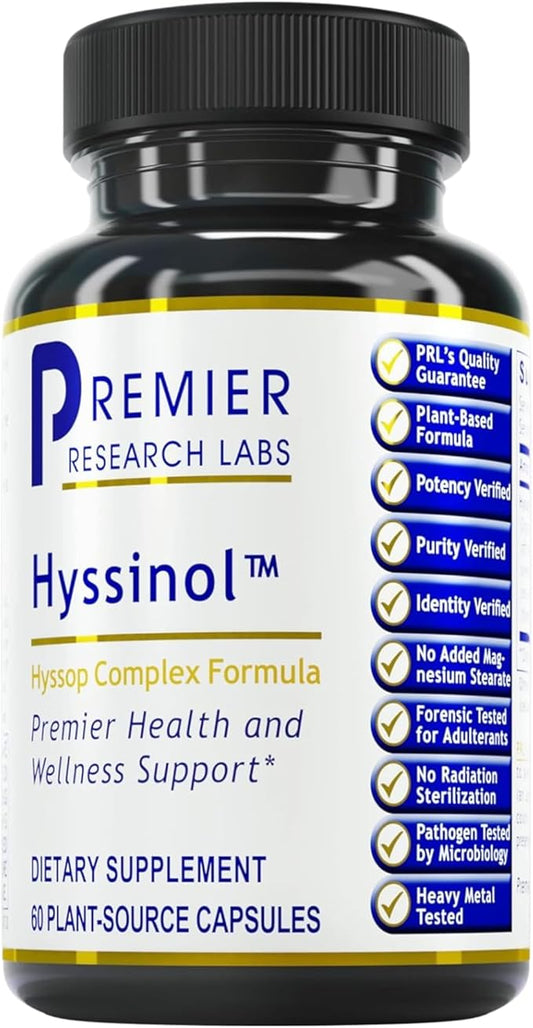 Premier Research Labs Hyssinol - Hyssop Herb, Hyssop Capsules, Wellness Pills with Organic Hyssop Dry Herb, Dietary Supplement with Green Tea, Antioxidant Support - 60 Vegetarian Capsules