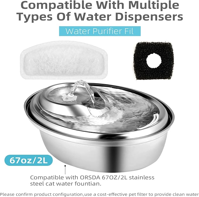 12 Pack Replacement Filters for D30 67oz/2L Automatic Pet Fountain, Carbon Cat Water Fountain Filters, Triple Filtration Pet Fountain Filter Replacement (6Pcs Pump Filters)