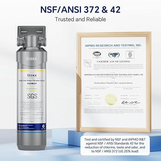 Stokk UR30 Under Sink Water Filter, Reduces Chlorine Bad Taste & Odor, 16000 Gallons Under Counter Water Filter Direct Connect to Kitchen Faucet, NSF/ANSI 42&372