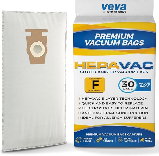 30 Pack HEPA Filter Bags Style F for Kirby Vacuum 204811, 204814, 205811, Avalir I, II, Sentria I, II, Ultimate G, Diamond, G3, G4, G5, G6, G7