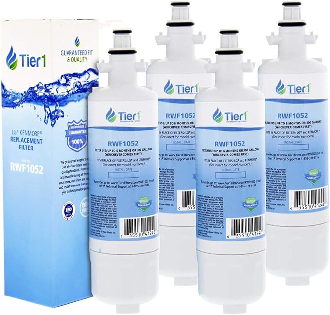 Tier1 ADQ36006101 Refrigerator Water Filter 4-pk | Replacement for LG LT700P, ADQ36006102, Kenmore 46-9690, 469690, ADQ36006101-S, WSL-3, FML-3, RFC1200A, Fridge Filter