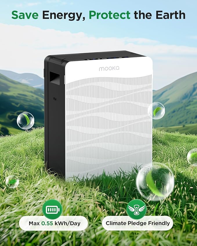 Air Purifier for Home Large Room 2800 Ft², MOOKA Double-Sided Air Purifiers for Home Pets with Washable Filters, PM 2.5 Air Quality Monitor, Air Filter Cleaner for Bedroom, Dorm Room, Office, C300