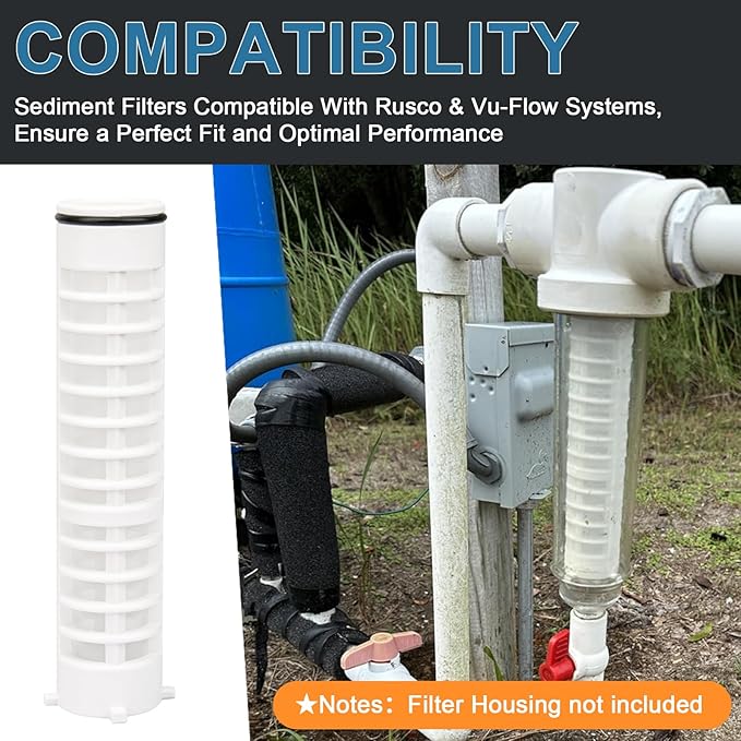 Replacement 1-1/2" 100 Mesh Spin Down Filter Screen FS1-1/2-Re for Rusco & Vu-Flow Filtration System, FS1 1/2-100 Water Filter Element Effectively Filters Sand and Silt, Well Pump Filter Screen-2 PACK