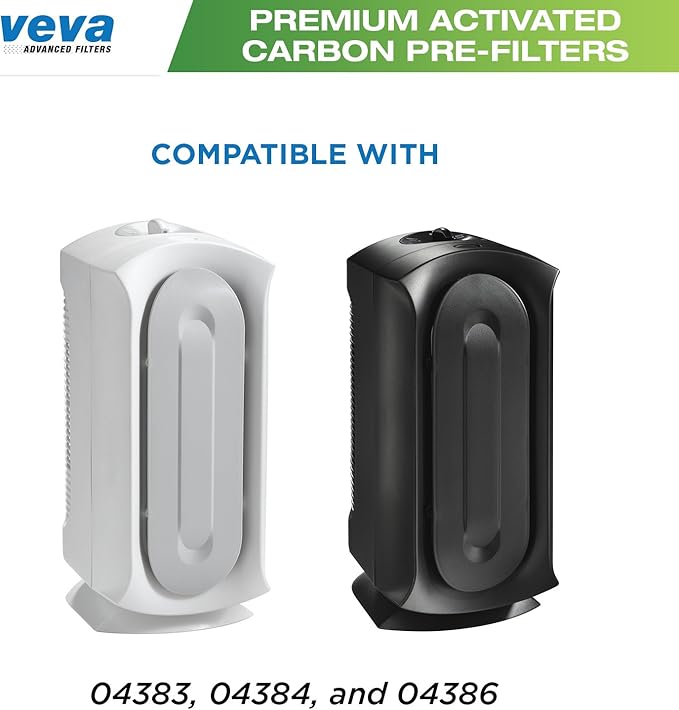VEVA Pre-Filter Replacement Compatible with Hamilton Beach 04383, 04384, 04386 Air Purifier - 6 Pack - Smoke and Odor Eliminator Carbon Filters