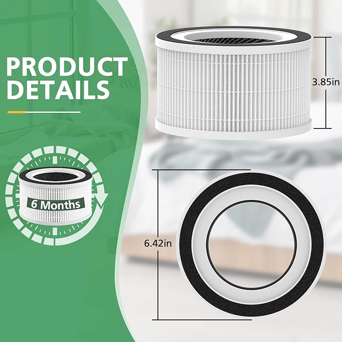 2 Pack Hepa Replacement Filter Compatible with Afloia Fillo/Halo/for Mooka Allo, 3-in-1 HEPA Filtration for Afloia Air Puri-fier Filter Replacement