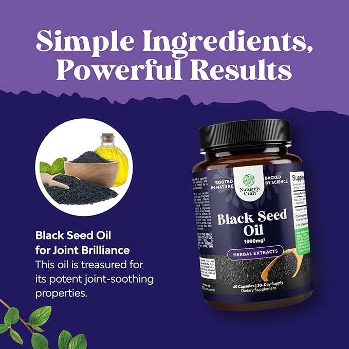 Vegan Black Seed Oil Capsules - Cold Pressed Nigella Sativa Black Cumin Seed Oil Capsules with Omega 3 6 9 Antioxidants and Thymoquinone for Hair Growth Immune Support Joint Health and Digestion