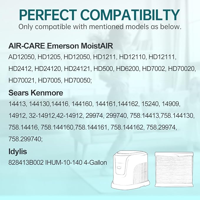 HDC411 Replacement Wicking Humidifier Filter Compatible with AIRCARE Humidifier HDC3120DCN TE3140DSLV-EC HD1205 HD1211 HD2412 4 Packs