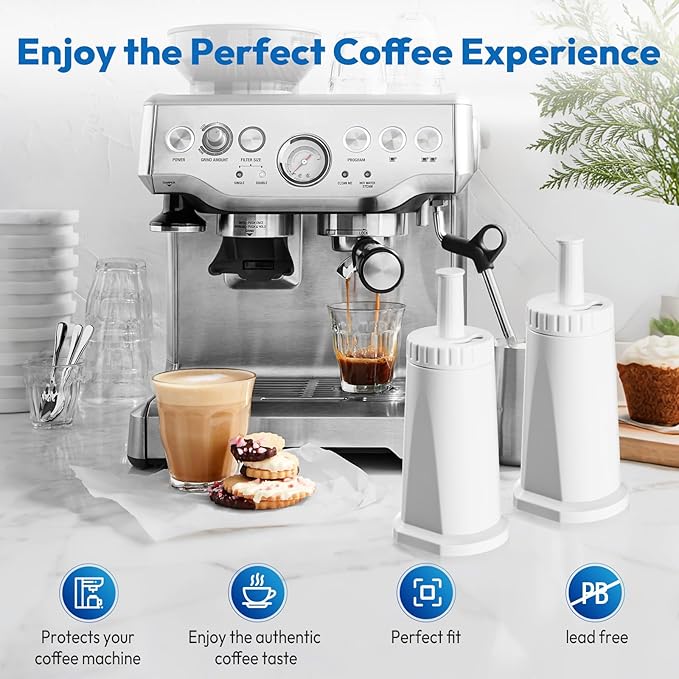 6 Pack Replacement Water Filter for Breville Espresso Machine Barista Pro BES878, Barista Touch Bes880, Oracle Touch BES990, Oracle BES980, Dual Boiler BES920 Bambino ClaroSwiss Sage, BES008WHT0NUC1