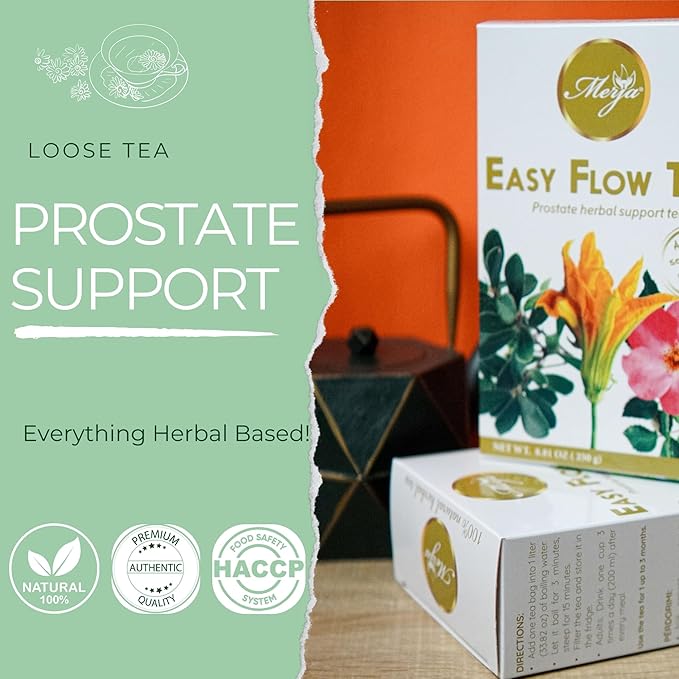 Merja Herbs Easy Flow Tea - For Prostate Support - Mediterranean Loose - Caffeine Free - 100% Natural & Premium Quality 250gr 8.82 oz