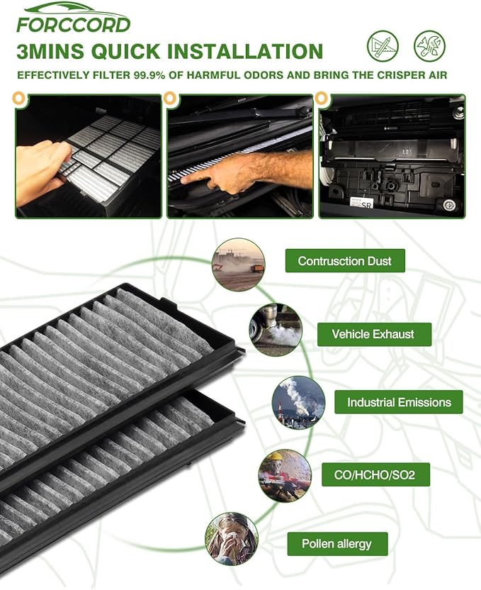 2-PACK HEPA Cabin Air Filter Fits for BMW 330Ci, X3, M3, 330xi, 330i, 328is, 328i, 325xi, 325i, 318ti, 325Ci, 323is Activated Carbon Cabin Filter Replacement for CF10362