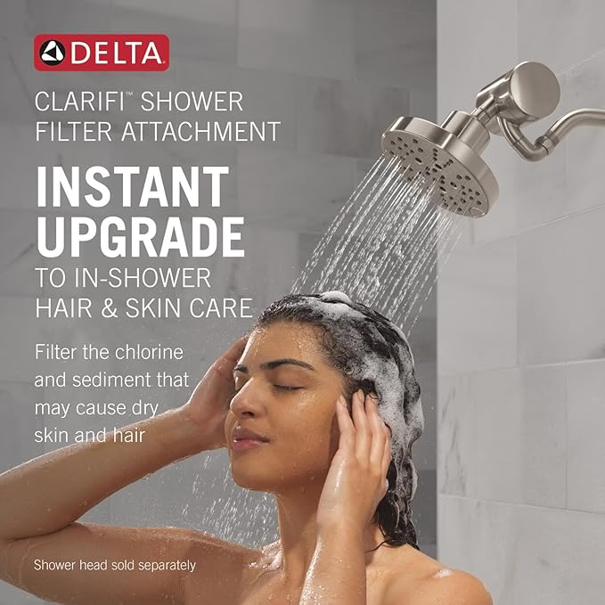 Delta Faucet Clarifi Premium Shower Filter Attachment with Filter, Hard Water Shower Filter, Shower Head Filter, Matte Black 5SF100-BL