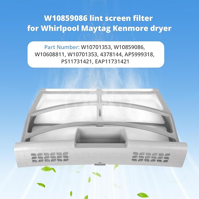 W10859086 W10608811 Dryer Lint Filter Replacement for Whirlpool Maytag Dryer Lint Screen W10701353 MGDB835DW4 WED8000DW3 MEDB835DW2 WGD8500DC1 MEDB855DC4 WGD8500DC3 MEDB835DW0