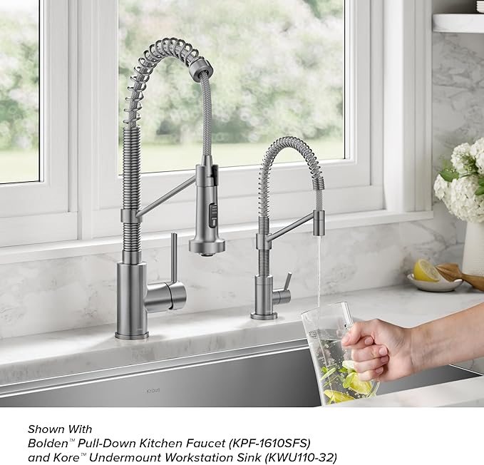 KRAUS Bolden Single Handle Drinking Water Filter Faucet for Reverse Osmosis or Water Filtration System in Spot-Free Stainless Steel, FF-104SFS