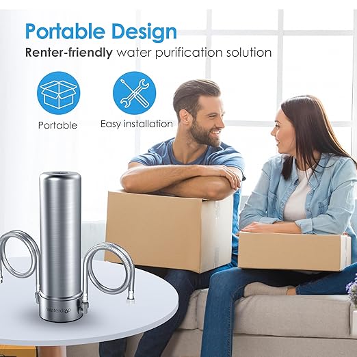 Waterdrop AS13 Under Sink Water Filter System, Reduces Lead, Chlorine, Bad Taste & Odor, PFAS, NSF/ANSI 42 Certified, No Drilling Required 6 Stage Stainless Steel Under Sink Water Filtration System