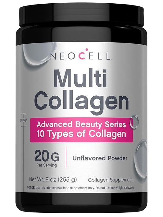 NeoCell Super Multi Collagen Peptides Powder | 9oz | 10 Types of Collagen | Skin, Hair and Nails | Beauty Supplement | Unflavored Powder | For Women and Men