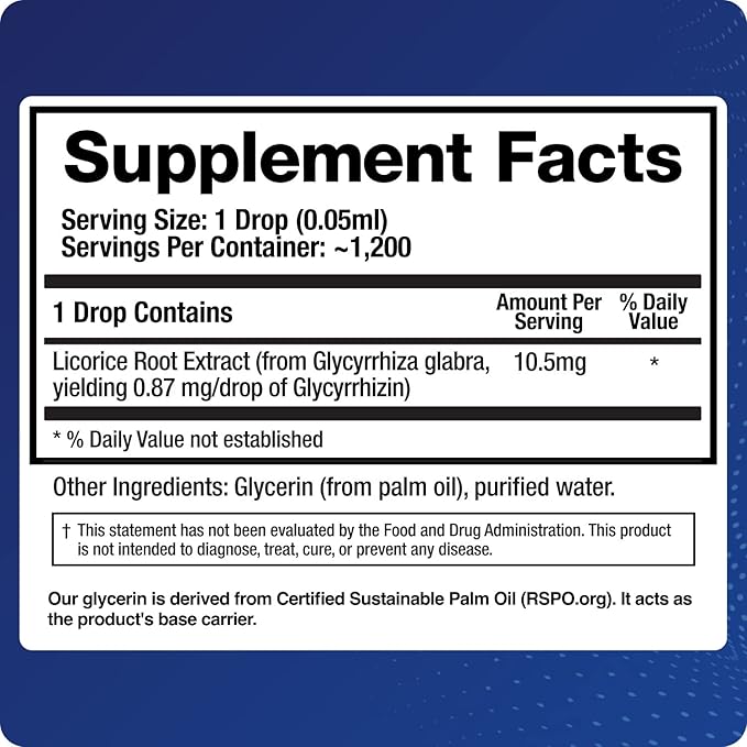 BioMatrix Licorice Root Extract (1200 Drops 2 fl. oz) More Active Ingredient Than Competing Brands (0.87 mg Glycyrrhizin per Drop), Less Doses Needed, Concentrated, Raise Cortisol, Energy