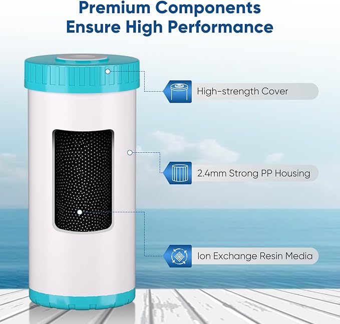 PUREPLUS 5 Micron 4.5"x 10" Whole House Water Filter Cartridge Combo Kit with Activated Carbon Block, and Iron Reduce Filter, Replacement for WFHDC8001, CB-BB-10, GE FXHTC, GXWH40L, GXWH35F, 1PACK