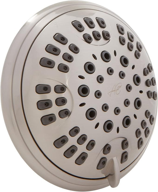 6 Function Adjustable Luxury Shower Head - High Pressure Boosting, Wall Mount, Bathroom Showerhead For Low Flow Showers, 2.5 GPM - Brushed Nickel