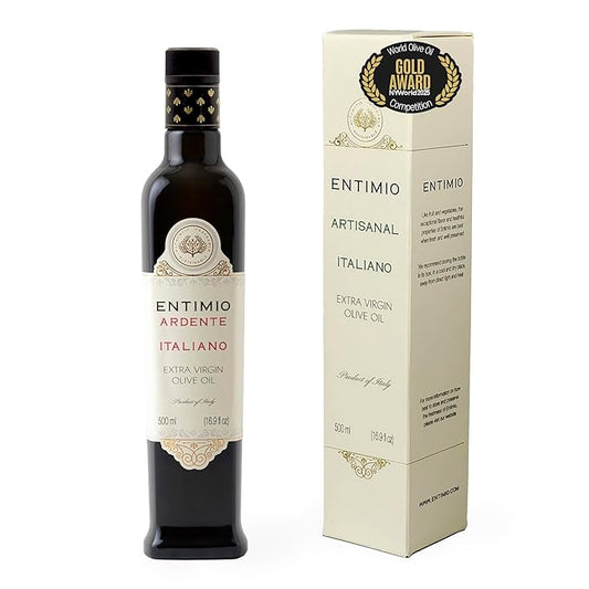 Entimio Ardente +600 mg/kg Polyphenol Rich Organic Extra Virgin Olive Oil, New 2024-2025 Early Harvest Italian Olive Oil from Sicily, Italy, 2025 Gold Winner, Cold Extracted, Lab Tested - 16.9 fl oz