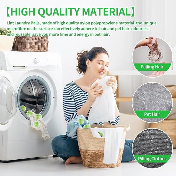 Lint Remover for Laundry - Reusable Lint Balls for Washing Machine, Cat and Dog Fur Remover, Removes Lint, Hair, and Debris from Clothing