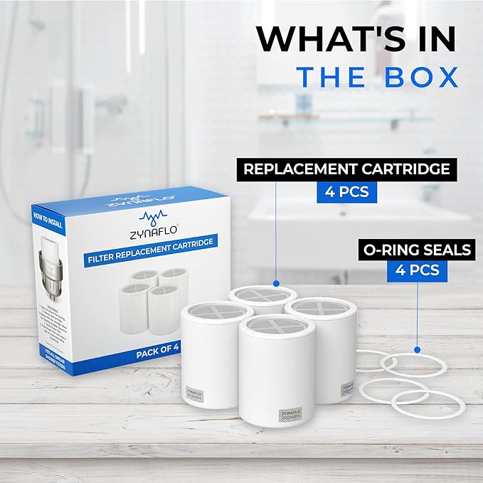 [4-Pack] ZYNAFLO Shower Filter Replacement Cartridge