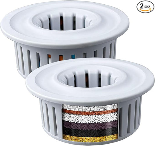 2 Pack Shower Filtered Cartridges, Replacement Multi-Stage Shower Head Filter Cartridge - Longest Lasting High Output Universal Shower Filter Remove Chlorine and Harmful Substances