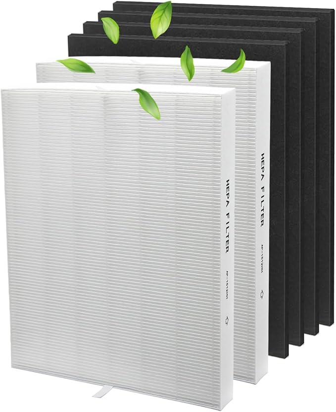 2-Pack AP-1512HH Replacement Filter for Coway Airmega 200m series AP-1512HH, AP-1512HH-FP, AP-1518R, AP-1519P, H13 True High Efficiency Filter(2 HEPA Filters+4 Carbon Filters), Replace Part # 3304899.