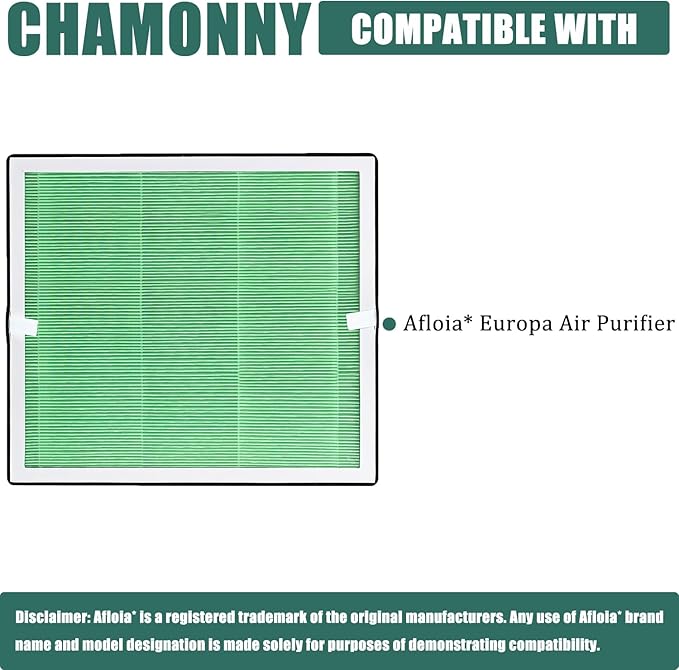Europa Toxin Remover Filter Replacement, Compatible with Afloia Europa Air Purifier, 3-in-1 H13 True HEPA Filter and Toxin Remover Filter, 2 Pack (Europa Green)