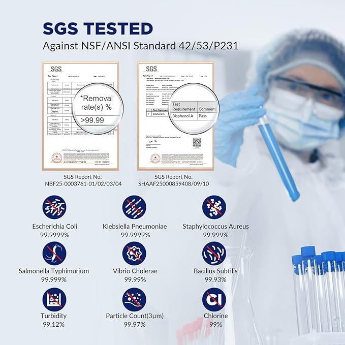 Membrane Solutions C3 Filtered Water Bottle, 32oz Stainless Steel Water Bottle with Replaceable Filter Cartridge, Portable Water Filter, Travel, Hiking & Camping for Drinking Water(Black)