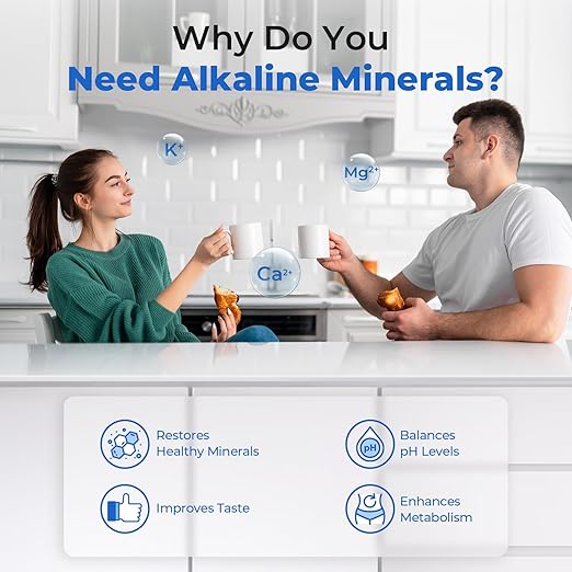 RTW5AK Reverse Osmosis Alkaline Water Filter System, pH+ Alkaline Remineralization Under Sink RO Water Filter System, 6 Stage Reverse Osmosis Water Filtration Plus Extra 3 Filters, 50 GPD
