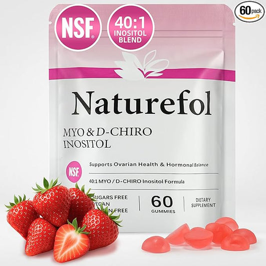 Myo & D-Chiro Inositol Gummies l Ideal 40:1 Gold Ratio| Female Hormone Balance and Ovarian Health Support| NSF |Non-GMO, Gluten-Free, Vegan, Sugar-Free| 30-Day Supply