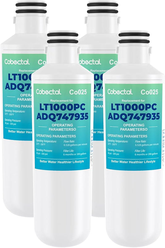 ADQ747935 Water Filter Replacement for LG LT1000P/PC/PCS ADQ74793501 ADQ74793502 MDJ64844601 LMXS28626S LRFLC2706S LFXS26973S LT-1000PC LFXC22526S LHFS28XBS LHFS28XBS Water Filter | 4pack | Cobectal